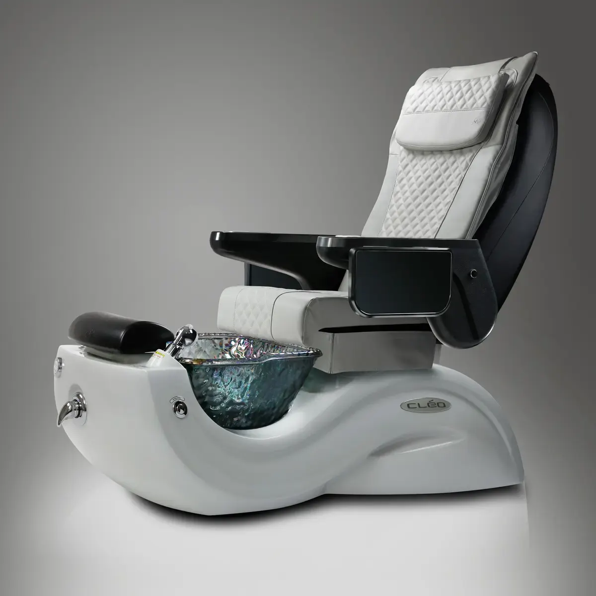 Cleo-G5 pedicure chair in gray and nickel