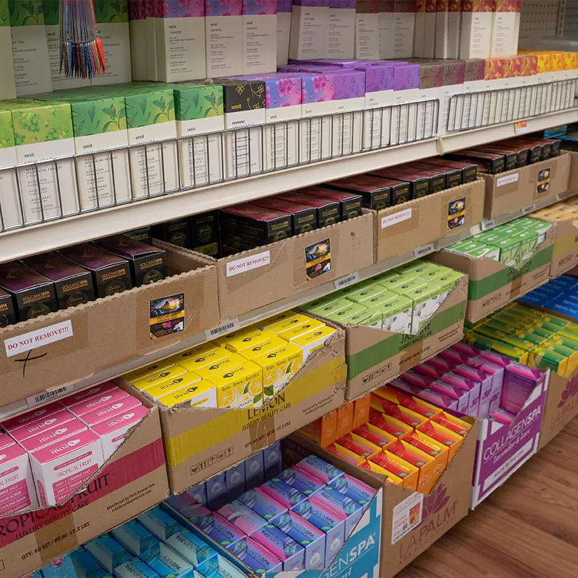 Nail supply shelves at Pike Beauty Supply