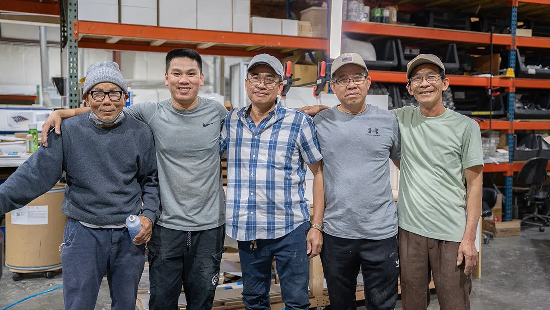 D3 Salon Solution team in the furniture workshop