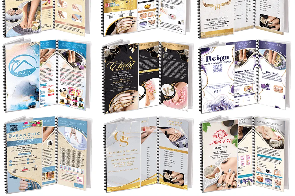 Nail salon service menu booklet