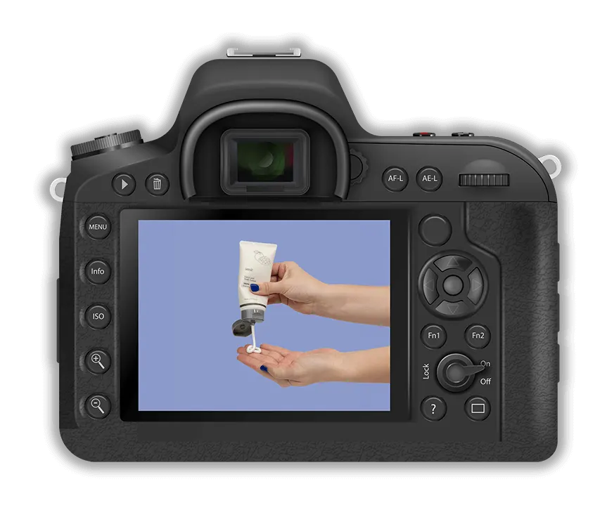 Camera showing a product video shoot