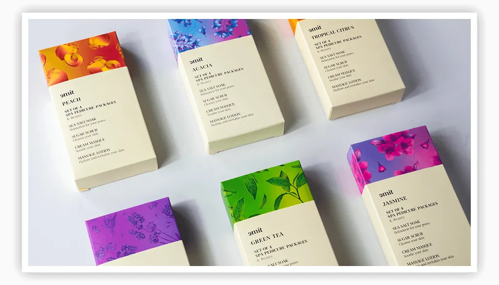 Product photography of nail care boxes