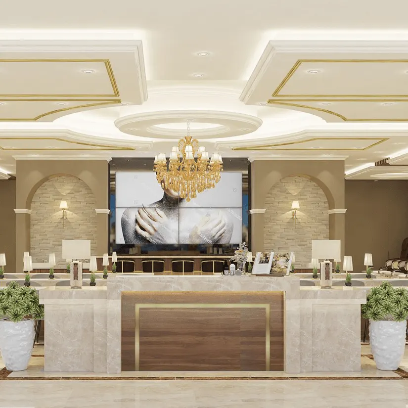 Custom built nail salon reception and furniture by D3, view 1
