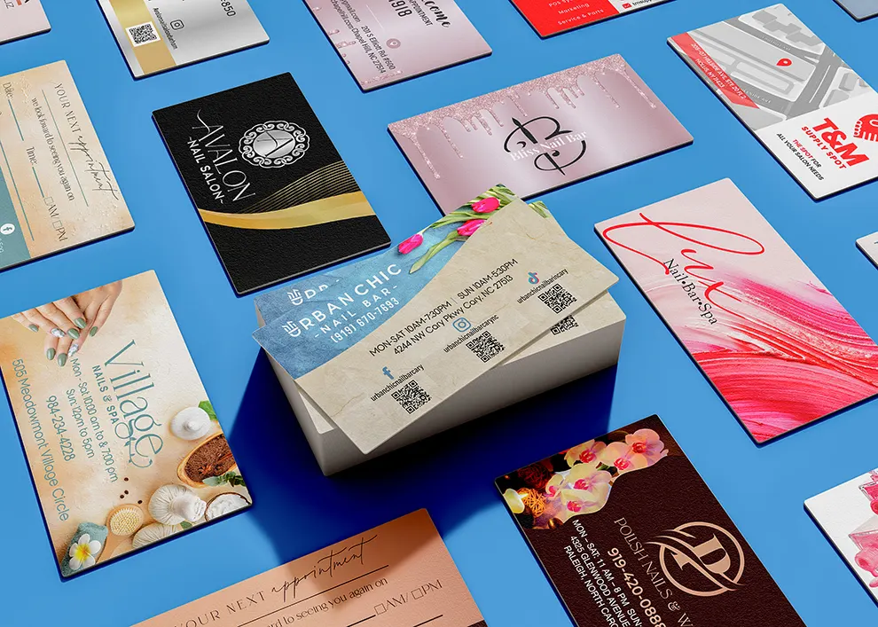 Nail salon business cards designed by D3