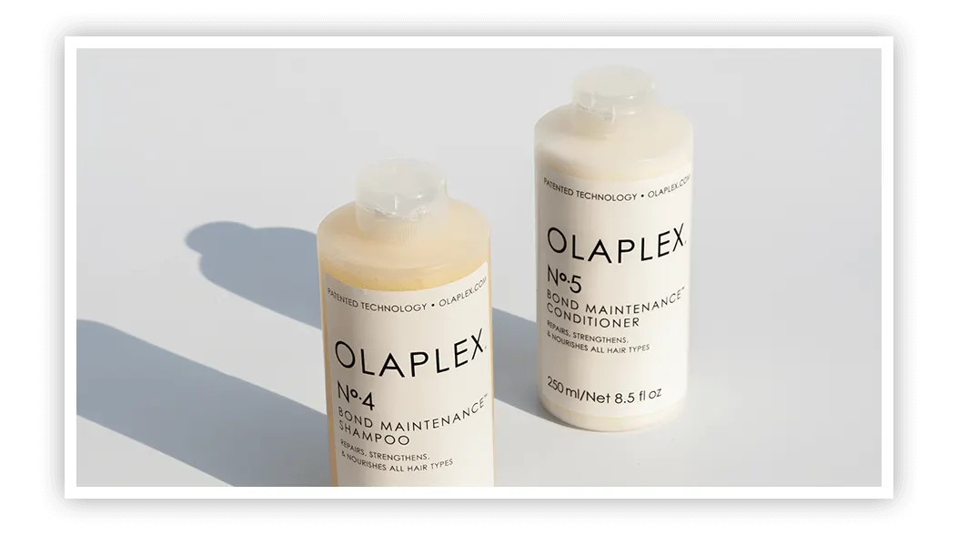 Product photography of Olaplex bottles